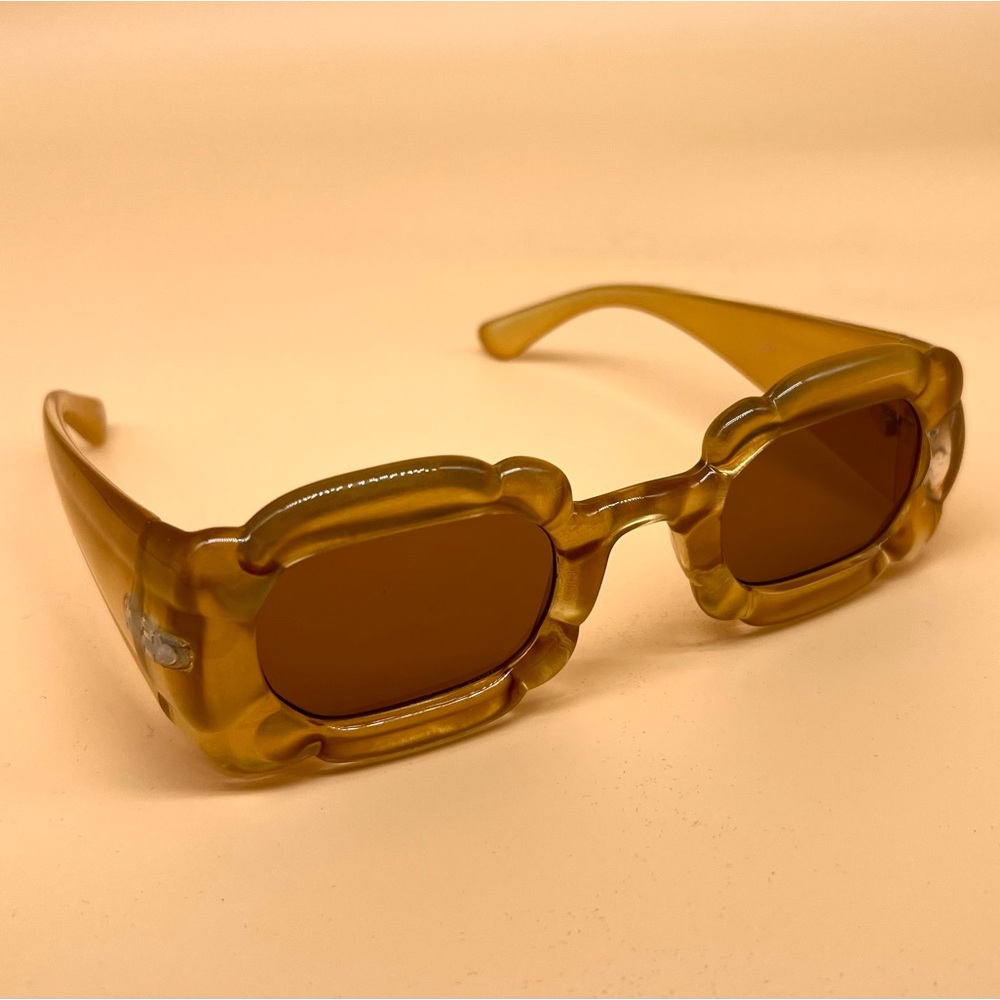 Gold Acetate Rectangle Sunglasses